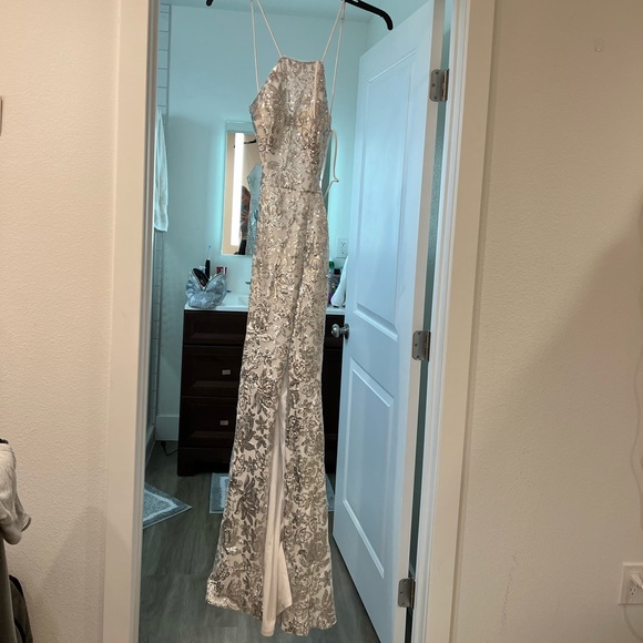 Betsy & Adam Split Thigh Sequin Formal Dress - Picture 7 of 7